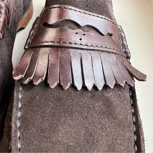 Ted Baker London Brown Suede Loafer Shoes Leather Fringe Men’s Size EU 42 US 9 - Picture 5 of 15